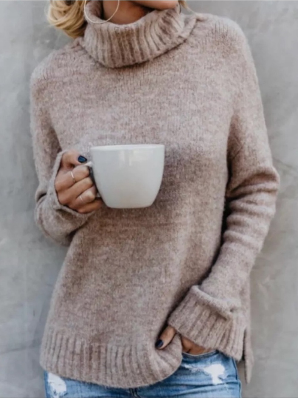 VICI Collection Henry Turtleneck Sweater in Oatmeal / Small